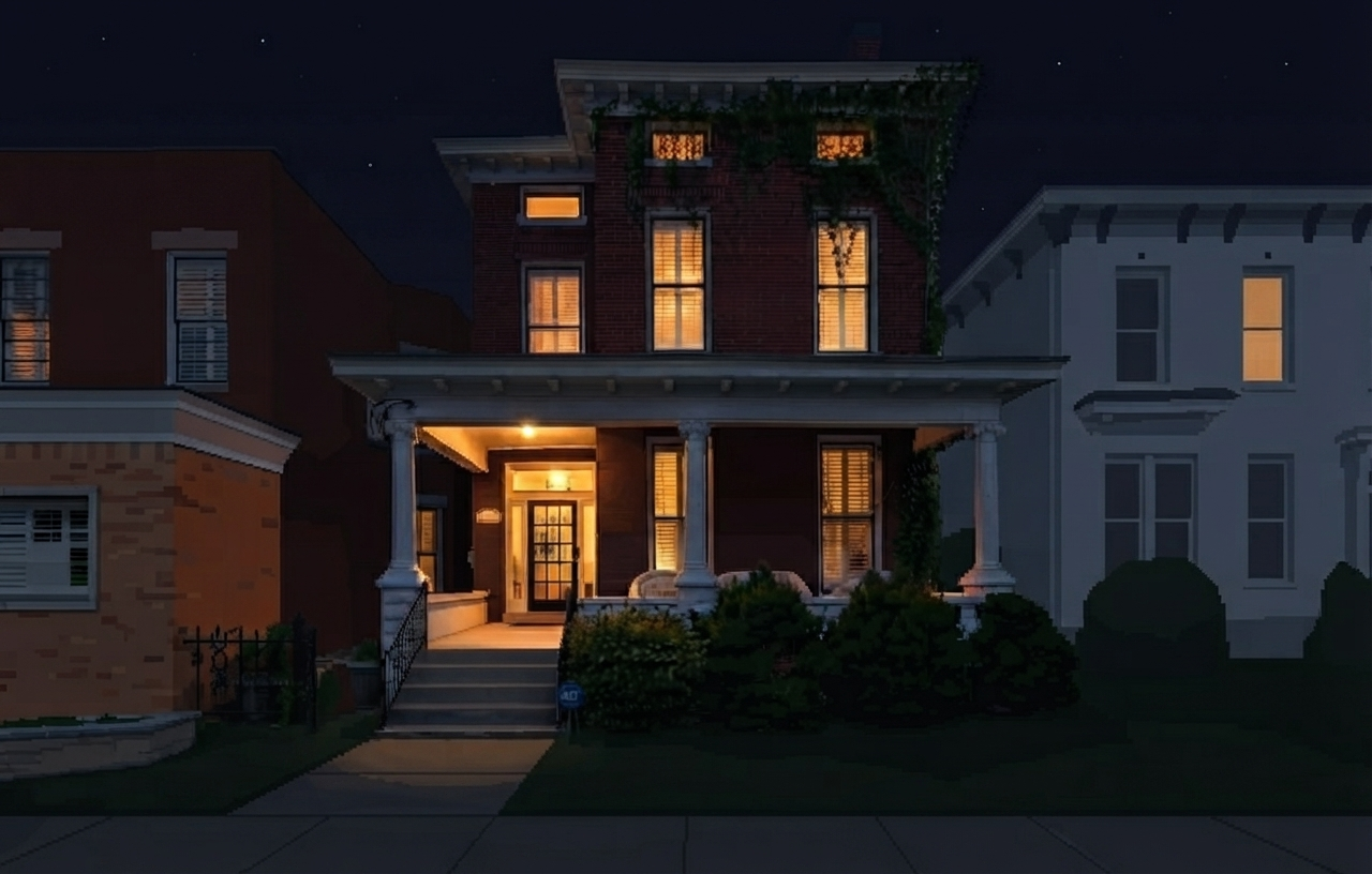 Home — HQ at night, end of Thursday